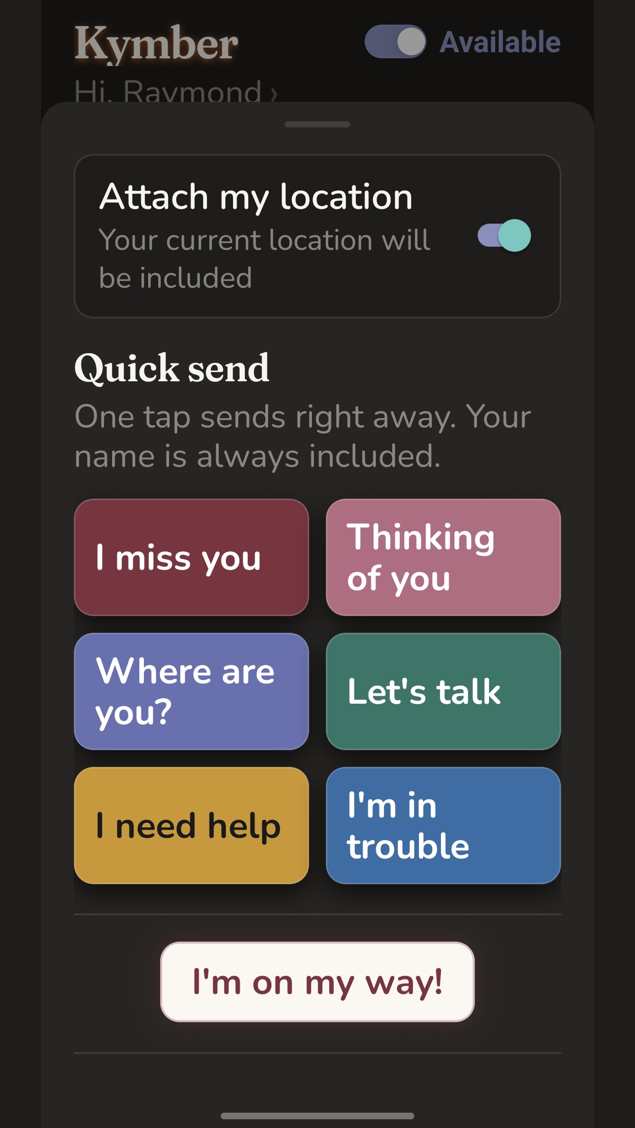 Quick-send notes with an optional attach-location toggle